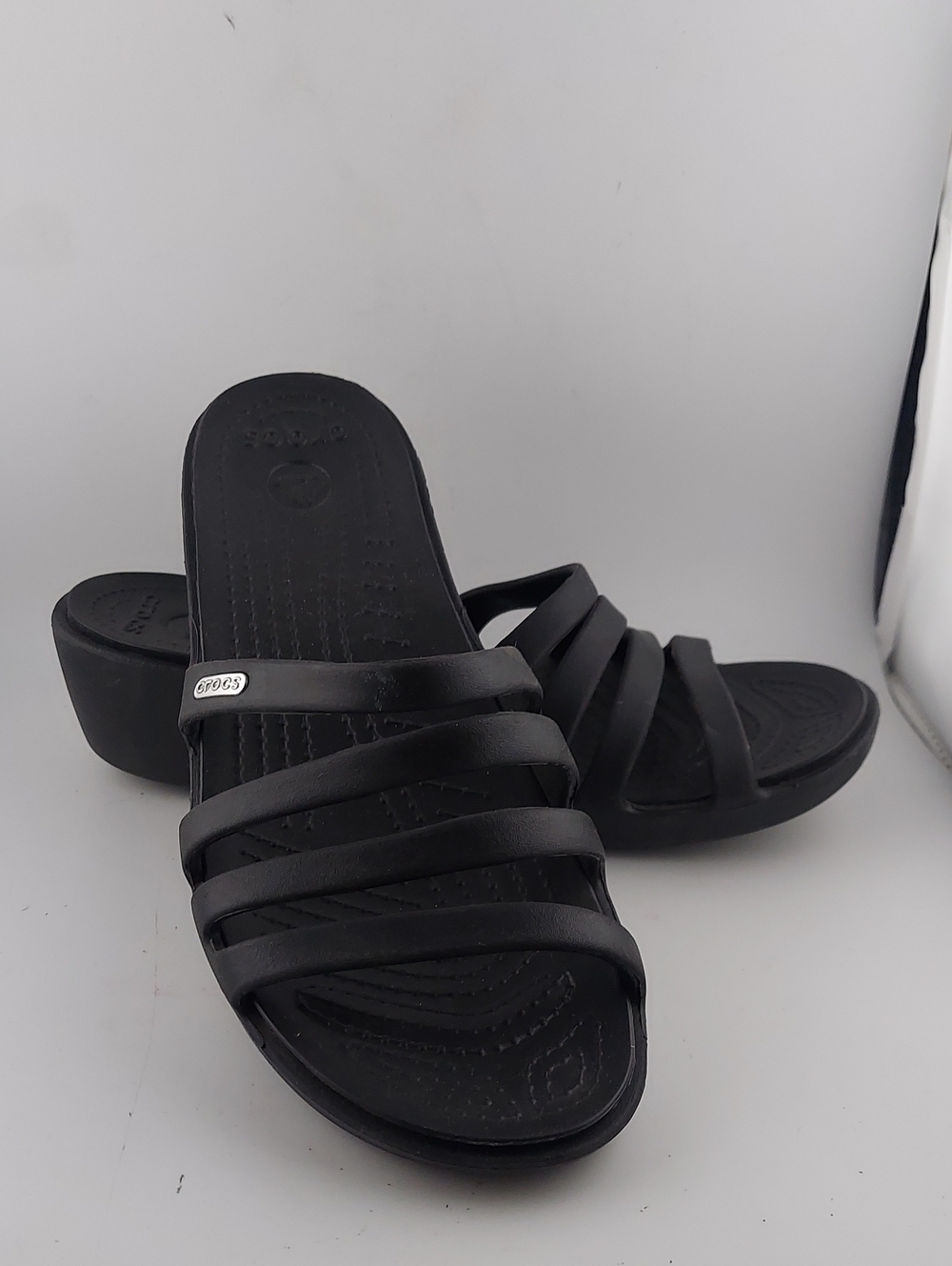 CROCS Black Strappy Slide Mules